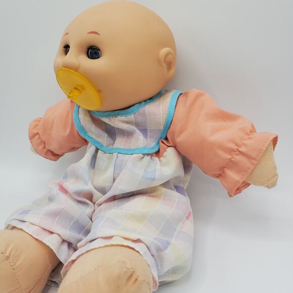 Uneeda Vintage Babydoll Pacifier Bald Blue Eyes Removable Binky Unisex Play Toy - Picture 2 of 10